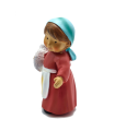 Tradineur - Figura de pastora de color rojo con cordero para belén - Fabricado en marmolina - figura decorativa divertida para nacimiento, navidad, decoración tradicional - 9,7 x 5 x 4 cm