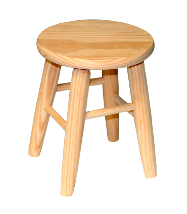 Tradineur - Taburete redondo de madera, banqueta de madera natural sin tratar con reposapiés, asiento para niños, hogar, cocina, salón, 25,5 x 20 cm