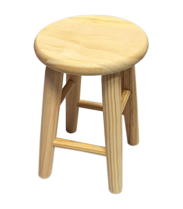 Tradineur - Taburete redondo de madera 26 x 19 cm, banqueta de madera natural con reposapiés, asiento para cocina, hogar, diseño clásico resistente y duradero