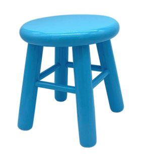 Tradineur - Mini taburete redondo azul de madera infantil 20 x 19,7 x 19,7 cm, banqueta, asiento redondo de madera natural pintada para niños, guardería, escuela, hogar