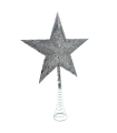 Tradineur - Estrella de navidad de 5 puntas con muelle - Fabricación en metal y plástico - Accesorio decorativo de navidad - Color plata - 14,5 cm