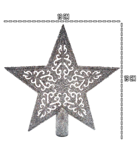 Tradineur - Estrella de navidad de 5 puntas con diseño interior - Fabricación en metal y plástico - Accesorio decorativo de navidad - Color plata - 19 cm