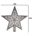 Tradineur - Estrella de navidad de 5 puntas con diseño interior - Fabricación en metal y plástico - Accesorio decorativo de navidad - Color plata - 19 cm