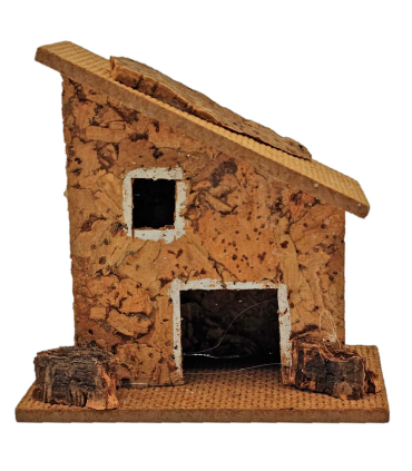 Tradineur - Casita rural de corcho y resina para belén navideño, casa decorativa de pueblo, aldea para nacimiento, pesebre, navidad, 6,5 x 8 x 3,8 cm, modelo aleatorio