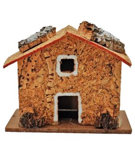 Tradineur - Casita rural de corcho y resina para belén navideño, casa decorativa de pueblo, aldea para nacimiento, pesebre, navidad, 6,5 x 8 x 3,8 cm, modelo aleatorio