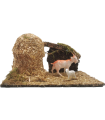 Tradineur - Corral para belén navideño 8,5 x 15,5 x 9 cm, resina y corcho, animales de granja para nacimiento, figuras decorativas pesebre, navidad, decoración tradicional, modelo aleatorio