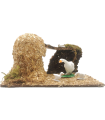 Tradineur - Corral para belén navideño 8,5 x 15,5 x 9 cm, resina y corcho, animales de granja para nacimiento, figuras decorativas pesebre, navidad, decoración tradicional, modelo aleatorio