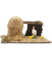 Tradineur - Corral para belén navideño 8,5 x 15,5 x 9 cm, resina y corcho, animales de granja para nacimiento, figuras decorativas pesebre, navidad, decoración tradicional, modelo aleatorio