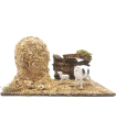 Tradineur - Corral para belén navideño 8,5 x 15,5 x 9 cm, resina y corcho, animales de granja para nacimiento, figuras decorativas pesebre, navidad, decoración tradicional, modelo aleatorio