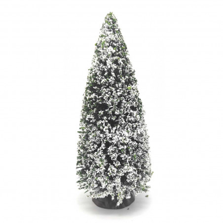 Tradineur - Abeto nevado decorativo 19 x 8 cm, árbol de navidad artificial en miniatura para mesa, repisa, ventana, decoración n