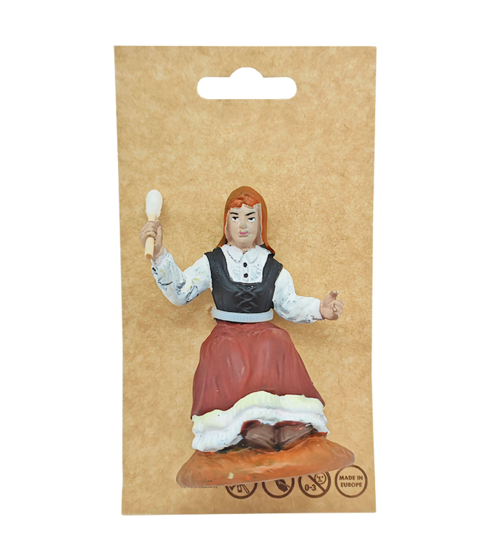 Tradineur - Figura de hilandera para belén navideño 8 cm, durexina, pintada a mano, figura decorativa nacimiento, pesebre, navidad, decoración tradicional