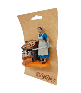 Tradineur - Figura de pescadera para belén navideño 8,5 x 9 cm, durexina, figura decorativa oficios nacimiento, pesebre, navidad, decoración tradicional