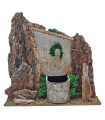 Tradineur - Fuente eléctrica para belén 13 x 15,3 x 8,7 cm, 2,5W, fuente rústica con agua para portal, nacimiento, figura decorativa navidad, modelo aleatorio