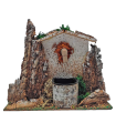 Tradineur - Fuente eléctrica para belén 13 x 15,3 x 8,7 cm, 2,5W, fuente rústica con agua para portal, nacimiento, figura decorativa navidad, modelo aleatorio