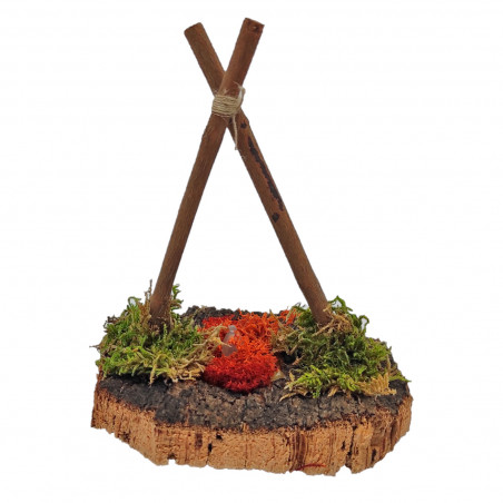 Tradineur - Hoguera luminosa con pilas para Belén, resina, fogata con luz, fuego para nacimiento, pesebre, Navidad, decoración t