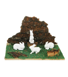 Tradineur - Corral para belén navideño 10,5 x 7,5 x 5,5 cm, resina, animales de granja para nacimiento, figuras decorativas pesebre, navidad, decoración tradicional, modelo aleatorio