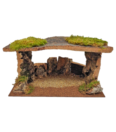 Tradineur - Cueva de corcho para figuras del nacimiento de 8-10 cm, portal, pesebre para belén navideño 20 x 36,8 x 18 cm, figura decorativa navidad, decoración tradicional