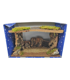 Tradineur - Cueva de corcho para figuras del nacimiento de 8-10 cm, portal, pesebre para belén navideño 20 x 36,8 x 18 cm, figura decorativa navidad, decoración tradicional