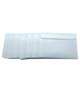 Tradineur - Pack de 80 sobres especial para invitaciones.cartas..., de color blanco. Medidas de 12 x 17.6 cm con cierre desilicona autoadhesiva. 3 x 20 minipacks de sobres medianos.