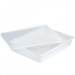Tradineur - Bandeja almacenamiento con tapa para frigorífico - 4,3 litros - 6,5 x 34 x 27 cm - Transparente
