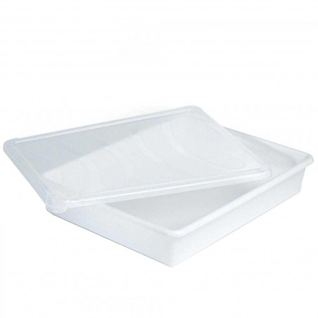 Tradineur - Bandeja almacenamiento con tapa para frigorífico - 4,3 litros - 6,5 x 34 x 27 cm - Transparente