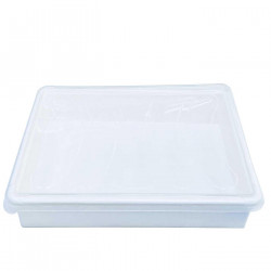Tradineur - Bandeja almacenamiento con tapa para frigorífico - 4,3 litros - 6,5 x 34 x 27 cm - Transparente