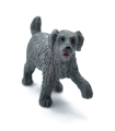 Tradineur - Figura de perro de color gris para belén - Fabricado en plástico - Figura decorativa divertida para nacimiento, navidad - 3,5 x 2 x 5,2 cm