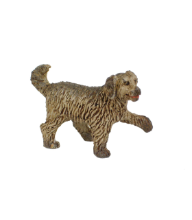 Tradineur - Figura de perro de color gris para belén - Fabricado en plástico - Figura decorativa divertida para nacimiento, navidad - 3,5 x 2 x 5,2 cm