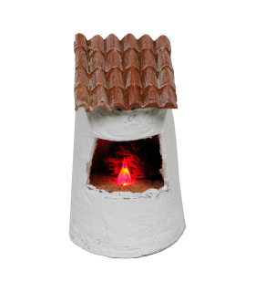 Tradineur - Figura de horno con luces LED para belén - Fabricado en plástico - Figura decorativa divertida para nacimiento, navidad, decoración tradicional - 11,3 x 7 x 7 cm