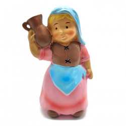 Tradineur - Figura de pastora de color rosa con jarra al hombro para belén - Fabricado en marmolina - Figura decorativa divertid