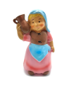 Tradineur - Figura de pastora de color rosa con saco para belén - Fabricado en marmolina - figura decorativa divertida para nacimiento, navidad, decoración tradicional - 10 x 6,5 x 4,5 cm