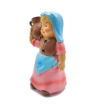 Tradineur - Figura de pastora de color rosa con saco para belén - Fabricado en marmolina - figura decorativa divertida para nacimiento, navidad, decoración tradicional - 10 x 6,5 x 4,5 cm