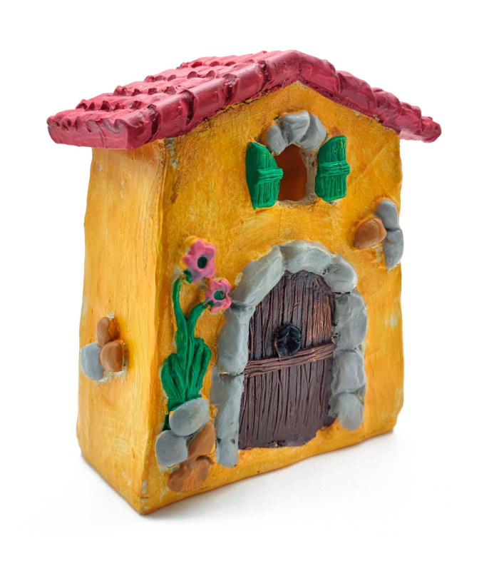 Tradineur - Casita NAIF para Belén - Fabricado en marmolina - para figuras del nacimiento - Color Amarillo - 13,5 x 12 x 5,5 cm