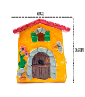 Tradineur - Casita NAIF para Belén - Fabricado en marmolina - para figuras del nacimiento - Color Amarillo - 13,5 x 12 x 5,5 cm