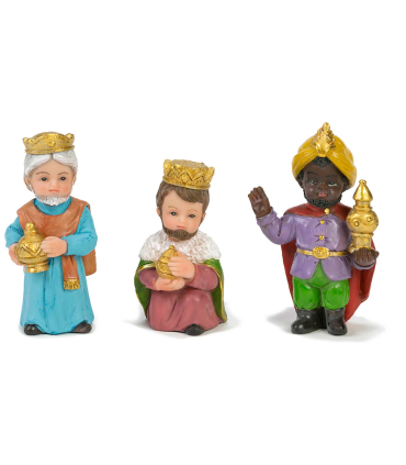 Tradineur - Figura de reyes magos con diseño adorable - Fabricación en marmolina - Ideal para belén navideño, figuras decorativas, nacimiento, pesebre - 8 x 5 x 3 cm 