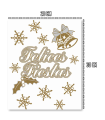 Tradineur - Pack 11 pegatinas adhesivas para navidad con la frase de "Felices Fiestas" - Accesorio para navidades - Color Plata