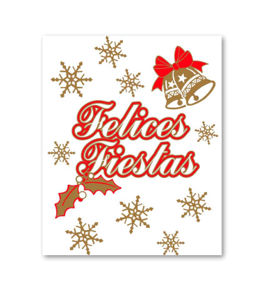 Tradineur - Pack 11 etiquetas adhesivas para navidad con la frase de "Felices Fiestas" - Accesorio para navidades - Detalle para regalo - Color Rojo