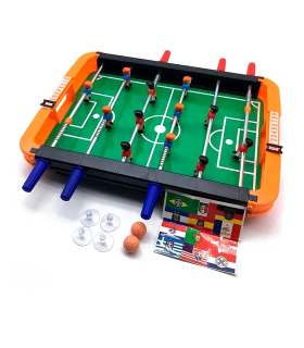 Tradineur - Futbolín de juguete - Fabricación en metal y plástico - Ideal para pasar el rato con tus amigos y demostrar quien es el mejor - 26 x 36 cm