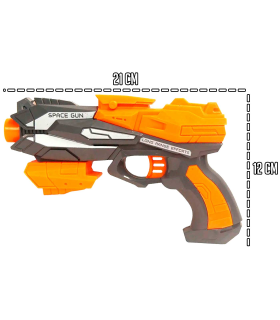 Tradineur - Pistola de juguete laza dardos - Incluye 5 dardos espuma - Seguridad y diversión para los niños - 12 x 21 x 4,5 cm