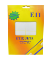 Tradineur - Pack de 40 etiquetas adhesivas blancas E11, pegatinas auto-adhesivas para objetos, hogar, oficina, 50 x 75 mm