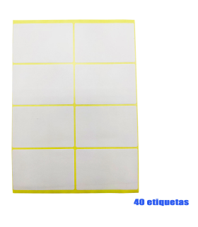 Tradineur - Pack de 40 etiquetas adhesivas blancas E11, pegatinas auto-adhesivas para objetos, hogar, oficina, 50 x 75 mm