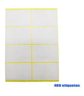 Tradineur - Pack de 480 etiquetas adhesivas blancas E11, pegatinas auto-adhesivas para objetos, hogar, oficina, 50 x 75 mm