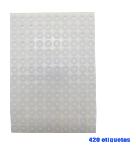 Tradineur - Pack de 420 etiquetas adhesivas redondas blancas E16C, pegatinas auto-adhesivas para objetos, hogar, oficina, Ø13 x 5,5 mm