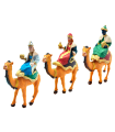 Tradineur - Set de 3 figuras de los reyes a camello ideal para belén - Fabricado en durexina - Figura decorativa para nacimiento, navidad, decoración tradicional - 14 x 4 x 11 cm