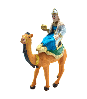 Tradineur - Set de 3 figuras de los reyes a camello ideal para belén - Fabricado en durexina - Figura decorativa para nacimiento, navidad, decoración tradicional - 14 x 4 x 11 cm