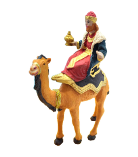 Tradineur - Set de 3 figuras de los reyes a camello ideal para belén - Fabricado en durexina - Figura decorativa para nacimiento, navidad, decoración tradicional - 14 x 4 x 11 cm