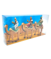 Tradineur - Set de 3 figuras de los reyes a camello ideal para belén - Fabricado en durexina - Figura decorativa para nacimiento, navidad, decoración tradicional - 14 x 4 x 11 cm