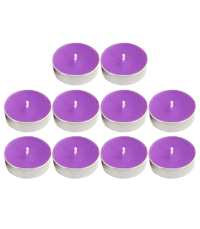 Tradineur - Pack de 10 velas de té perfumadas, tealights aromáticas, tiempo de combustión: 5 horas, decoración del hogar (Lavanda, 3,7 x 1,6 cm)