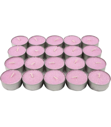 Tradineur - Pack de 20 velas de té perfumadas, tealights aromáticas, tiempo de combustión: 4,5 horas, decoración del hogar (Lavanda, 3,7 x 1,6 cm)