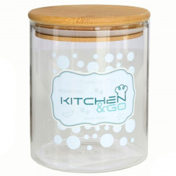 Tradineur - Tarro de cristal de borosilicato con tapa de bambú, 600 ml, recipiente, bote de almacenamiento para guardar café, ga